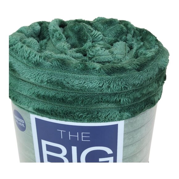 The Big One Oversized Plush Throw Blanket 5 Ft x 6 Ft Green Textured - Picture 2 of 11